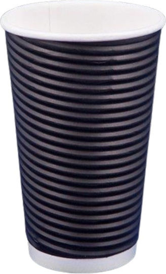 Tefaco Pahar de Unică Folosință din Hârtie Negru 480ml 25buc
