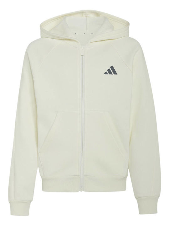 adidas Детска флийс жилетка с качулка екрю