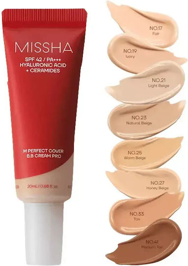 Missha M Perfect Cover BB 33 Face Day Cream with SPF42 for Moisturizing, Blemishes & Brightening with Hyaluronic Acid & Collagen 50ml