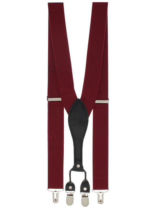 Breteli Unisex Pentru Adulți ButicCochet Din Țesătură Sintetică Elastică 4 Cleme Metalice 35 Mm Burgundia Br506