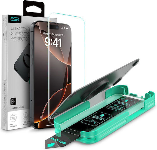ESR Armorite Ултра-здраво Закалено стъкло iPhone 16 Pro Max Лесен монтаж с тава
