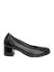 Leder Pumps mit Mittelhohem Absatz Schwarz