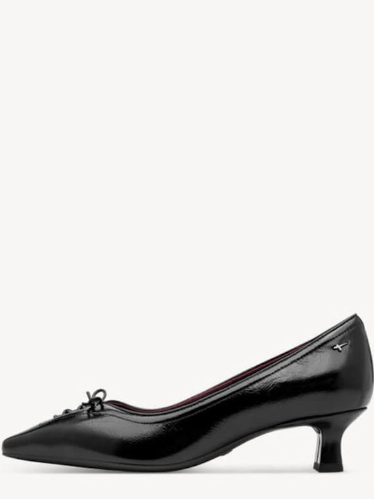 Leder Pumps mit niedrigem Absatz Schwarz