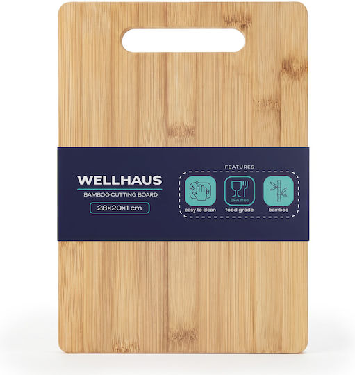 Wellhaus Schneidebrett für Brot aus Bambus Beiges 28x20cm