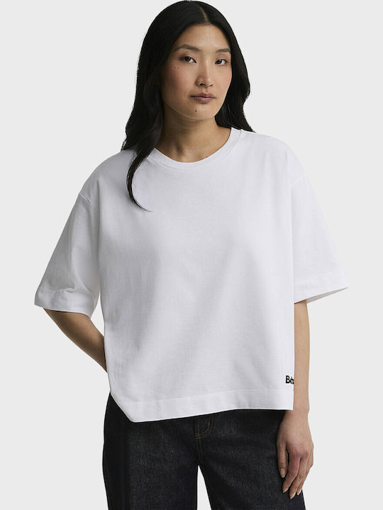 Women's Oversized Crop T-shirt Checked White