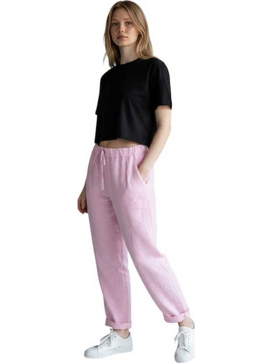 Liva Fashion Damen Leinenhose mit Gummiband in ...