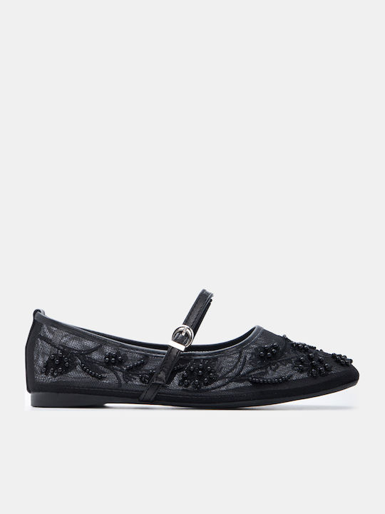 Women's Pointed Toe Ballerina Shoes In Black Colour