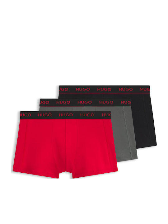 Hugo Men's Boxers Anthracite Red Black 3 Pack