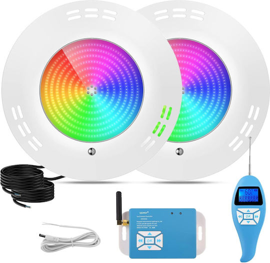 Lylmle LED Pool-Scheinwerfer 35w Mehrfarbig Fernbedienung Winkel 140° Wasserdicht Set 2 Stück