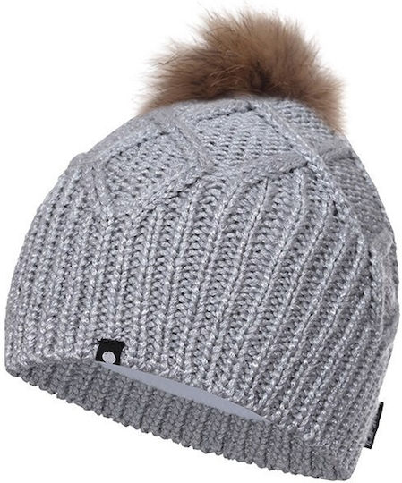 Pom Pom Beanie Damen Strickmütze in Grau