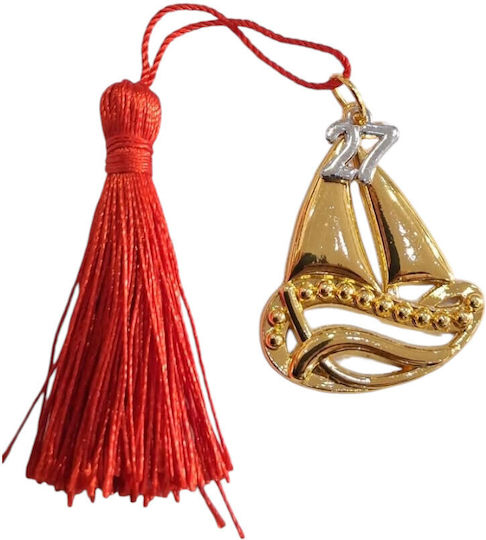 Handmade Lucky Charm 2027 Gold Tassel Large Boat 3.5x5cm 2027-gf3014