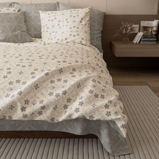 Charalambidis Textiles Oreon Bed Sheet King Size with Rubber Hugger 180x200+30cm Grey
