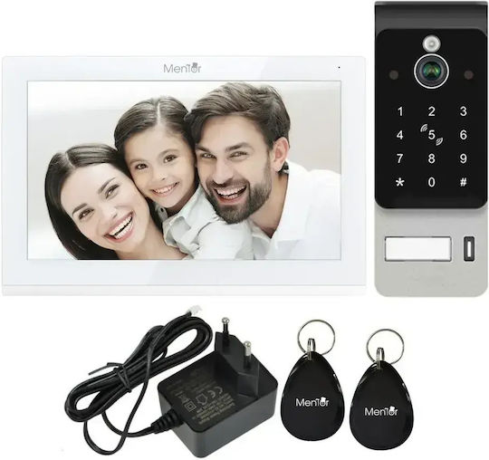 Smart Video Interfon 1 Familie Mentor Svk474w 4 Fire WiFi Card Pin Tuya 7 Inch Ips Dvr Fhd 2mp Ik08 Alb