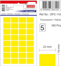 Etichete Autoadezive 16 X 22 Mm 160 Buc Set Tanex Galben Fluorescent