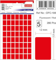 Self-adhesive Labels 12 X 17 Mm 280 Pcs Set Tanex Fluorescent Red Self-adhesive Labels 12 X 17 Mm 280 Pcs Set Tanex Fluorescent Red