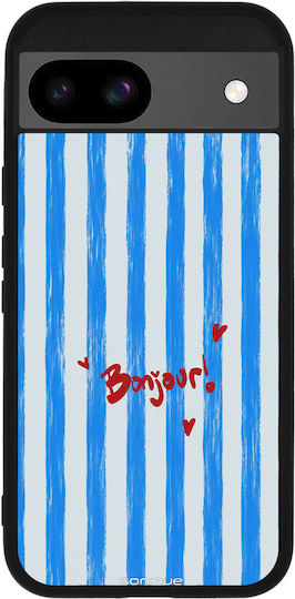 Sonique Stripe Stories Series Google Pixel 8a 5g Bonjour Blue Mobile Phone Case