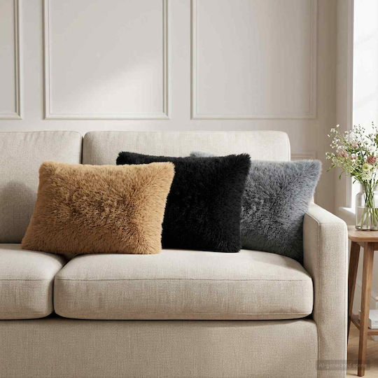 vidaXL Μαξιλάρι Καναπέ Heerlen Fleece Μαύρο 50x75εκ.