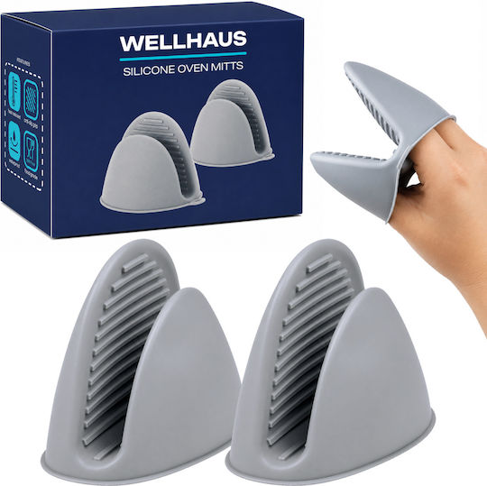 Wellhaus Държач за Гърне от Силикон Сив 2 Бройки
