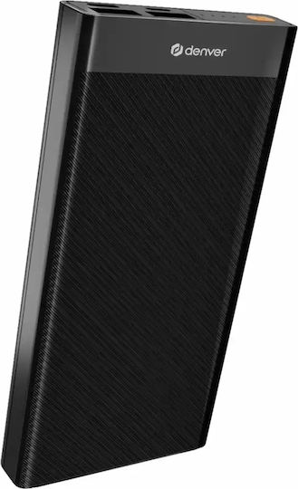 Denver PQC-10008 Външна батерия 10000mAh 22.5W с 2 USB-A изходни порта и USB-C изходен порт Power Delivery / Quick Charge Черен