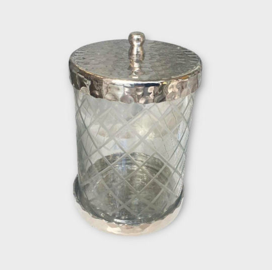 General Use Glass Transparent Vase with Lid & Stand 11x18cm