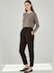 Damen Satin Hose Braun