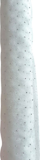 White Tulle Strass Luxury Wedding And Baptism Decoration Tulle 1 60mx10y Of 12l Riniotis Rin-tou12l
