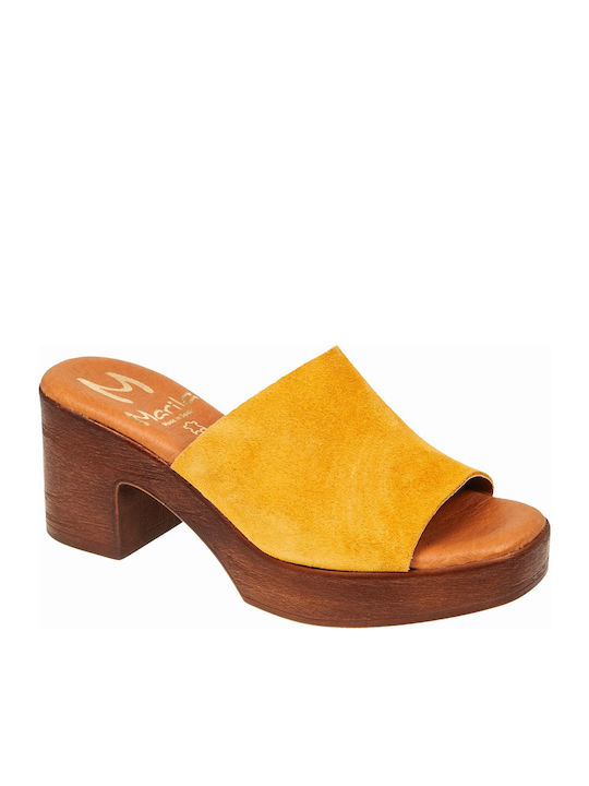 Marila Footwear Велурени Дамски Мюли с Ток в Жъ...