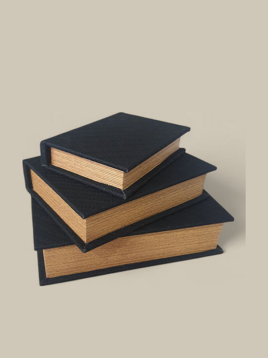 Set of Wooden Decorative Boxes in Book Shape 3 Pieces