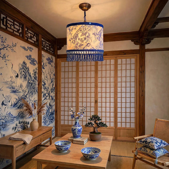 Japanesse Blossom Διαστάσεις Κρεμαστό Φωτιστικό Μπλε