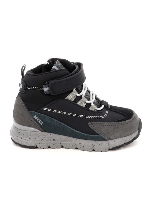 Suede Kids Ankle Boots with Zipper Black
