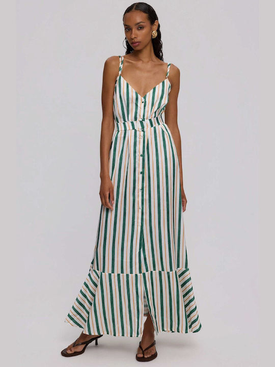 Asterias Summer Maxi Shirt Dress Green