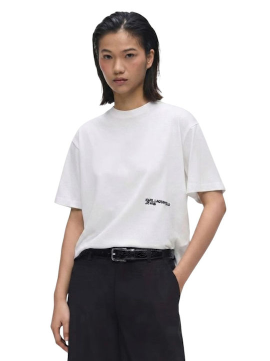 Karl Lagerfeld Bluza Damă Tricou Floral Alb