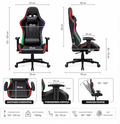 SD1863B Scaun Gaming Din Piele Sintetica Cu Iluminare RGB Negru