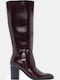 Damenstiefel mit Hochabsatz Burgundisch
