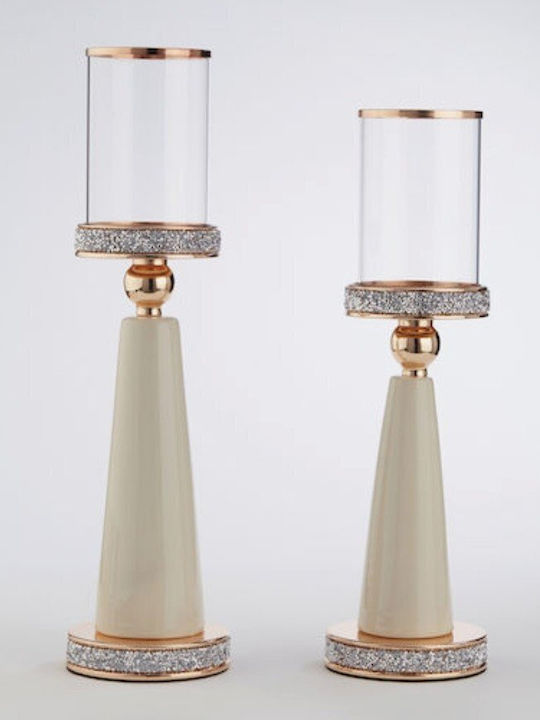 Novaker Set Of Candle Holders In Gold Colour 2 Pieces