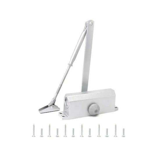 Universal Hydraulic Door Damper Mentor Acs041 2 Viteze Reglabile 40-65kg 600-900mm 300,000 Cicluri 150 Grade Argintiu