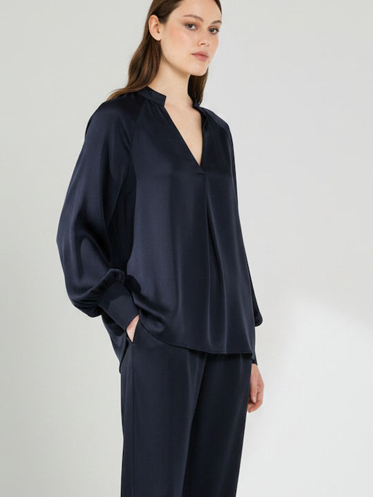 Philosophy Wear Damen Bluse Langärmelig mit V-A...