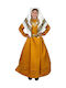 Traditional Kids Costume Kalymnos with Scarf with 3 Rows Necklace with 45 Coins Mustard
