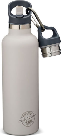 Carl Oscar Rostfreier Stahl Kinder Trinkflasche Thermos mit Stroh Auslaufsicher Grau 700ml