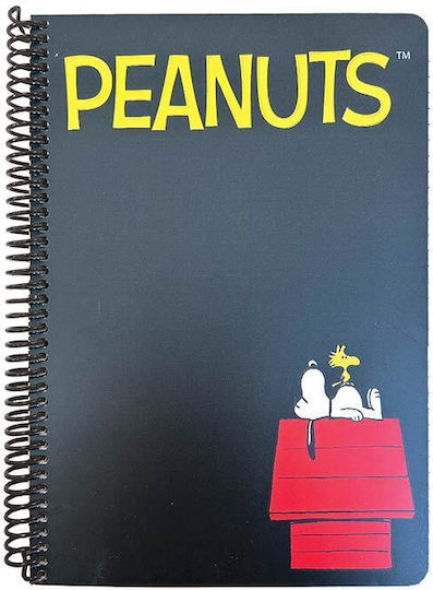 Back Me Up Spiral Ruled Notebook B5 70 Paper Sheets 2 Subjects Peanuts Black