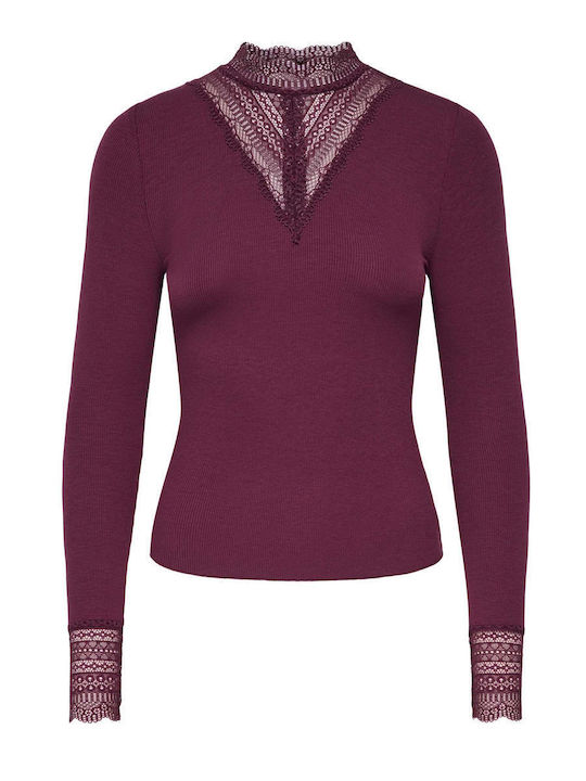 Only Women's Long Sleeve Blouse Burgundy