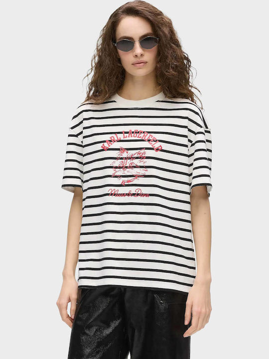 Ikon Choupette Women's Striped Black T-shirt