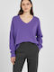 Women's Woolen Sweater with V-Neckline Lilac