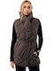 Women's Sleeveless Winter Jacket Dk.brown