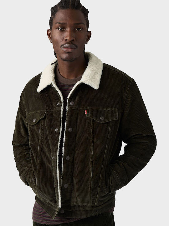 Type Iii Sherpa Trucker Jacket Dark Olive Green