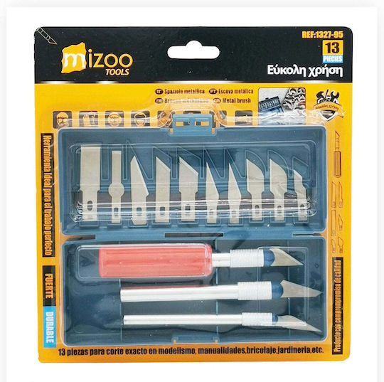 Mizoo Messer-Papierschneider Set Präzisions 3 Handgriffe 10 Ersatzklingen 13 Stück 1327-95