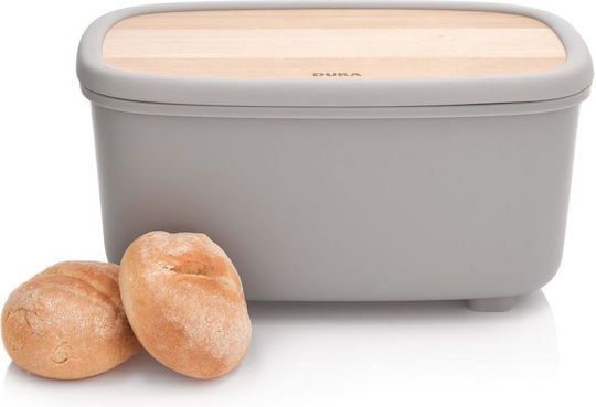 Duka Bread Basket with Lid Wooden Grey 33.6x20.4x17cm