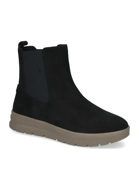 Leder Damen Stiefeletten Schwarz