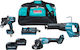 Makita DK0159G301 Комплект ъглошлайф, бормашина и саблен трион Безчетков 40V с 2 батерии 4Ah и калъф