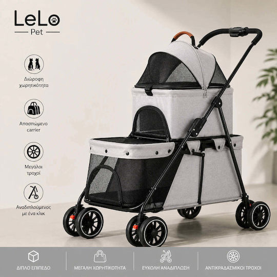 Carrier Stroller for Dog Cat Transport up to 25kg Grey